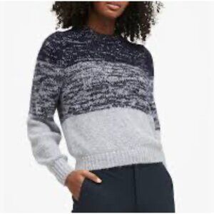 Banana Republic knit sweater Petite Navy stripe wool blend sz small colorblock